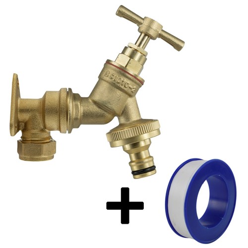 Outside brass tap - outside, wall