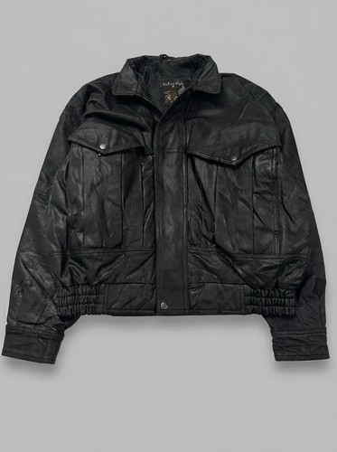 Vintage 90s black real leather - 90s,
