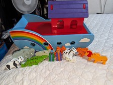 Large Rainbow Ark Handmade Wooden Noah's Ark & Animals
