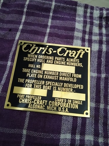 Chris craft hull plate - oem, new