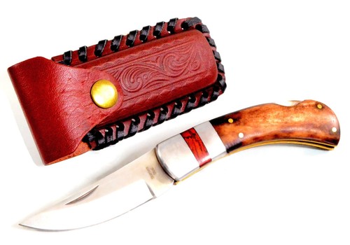 Real dark bone handle lockback - dark,