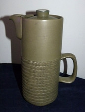 DENBY 13 Chevron Coffee Pot Gill Pemberton 1962 Vintage 2.1/4 pint glazed khaki