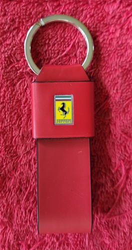 Ferrari red leather keyring - ferrari,