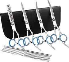 Professional Hair Fur Cutting Scissors Pet Dog Grooming Curved Shears Tool Kit