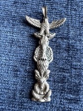 sterling silver totem pole eagle skull pendant