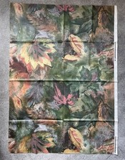 Vintage Cotton Fabric Material, Green Floral /Leaves, Curtains Upholstery Crafts