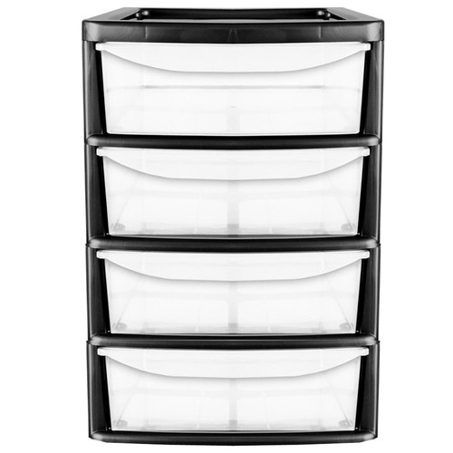 Black plastic drawer - black, a4
