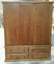 HANDMADE AYLESBURY 4 DRAWER TRIPLE WARDROBE DARK OAK WAX NO FLAT PACKS!