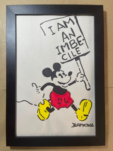 Banksy drawing framed on - banksy,