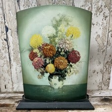 Vintage 1950’s Worcester Ware Painted Toleware Fire Screen Floral Daliah Design