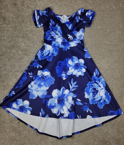 Quiz elegant blue floral midi - elegant,