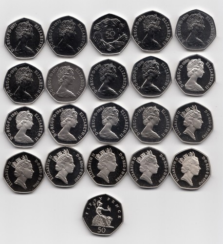 Fifty pence coins 50p - coins, 1971
