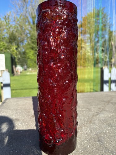 Mid century glass vase red - mid,