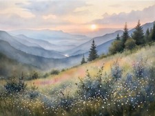 Smoky Mountains Painting Blue Ridge Appalachian Landscape Watercolor Art Print