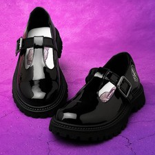Wednesday Girls Shoes Black Kids School Buckle T Bar Chunky Character SIZE