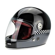 VIPER F656 RETRO VINTAGE FIBREGLASS FULL FACE  MOTORCYCLE HELMET GP BLACK/GREY