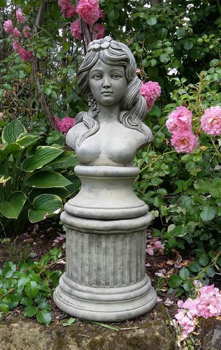 Stone garden flower lady - stone,