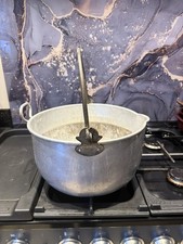 LARGE VINTAGE ALUMINIUM JAM PAN PRESERVING COOKING STEW POT 12 LITRE VOLUME 