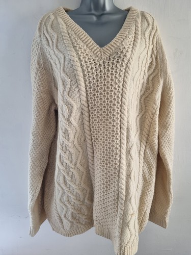 Unisex pure wool cream aran - cream,
