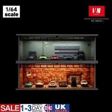Diorama 1:64 Car Parking Lot Model LED Lighting Garage Scene Display Model Toys