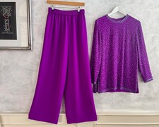 AFTER SIX RONALD JOYCE Purple Sequin Blouse Wide Leg Trouser Occasion Outfit 12