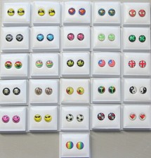 Stainless Steel Stud Earrings 10mm Diameter Batman Superman Football Cannabis