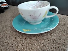 Portmeirion Dawn Chorus Teal Tea Cup And Saucer