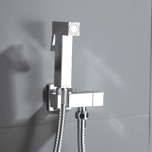 Square chrome brass douche set - chrome,