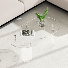 Oval Acrylic Coffee Table Durable Design Clear Desk for Modern Living Room Decor