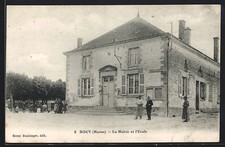 Old postcard Bouy, the town hall and the school 