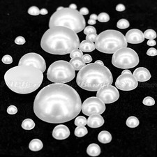 White Flatback Pearl Beads