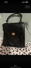 Black vintage handbag bag faux crocodile skin classy fab
