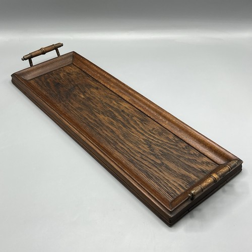 Antique oak long decanter tray - long,