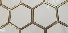 Hexagonal Gold & White Porcelain Aluminium Mosaic Tiles 1 Sheet 220 x 380 x 8mm
