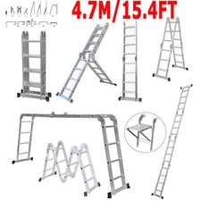 4.7M Multi-Purpose Aluminium Folding Ladder Step 14 in 1 Combination w/ Platform