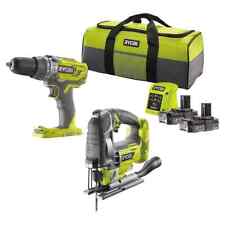 Ryobi Combi Drill Jigsaw Set Cordless 18V 2x2Ah Li-ion RCK182K-220S Compact
