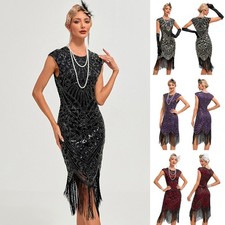 Womens Flapper Dress Cocktail Great Gatsby 1920s Party Prom Tassels Fringe Dress