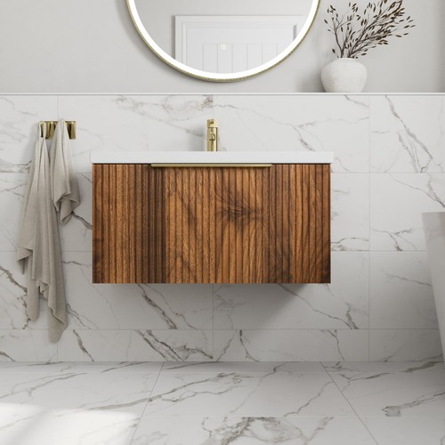 Fluted 800mm bathroom vanity - fluted,
