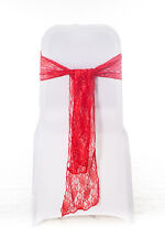 100 Red Lace Chair Cover Sash Bow Wedding Party UK