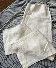 Crea Concept Women's 100% White Linen Side Zip Trousers 44 Euro Size