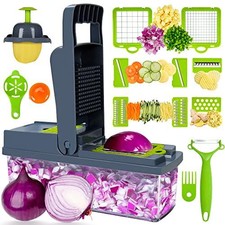 Multipupose Mandoline Vegetable Cutter Chopper Salad 8 Blades Stainless 15 Pcs