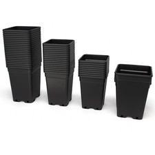 Black Square Plastic Gardening Pots 3.5L 5L 6.5L 7L 11L 14L 18L 25L
