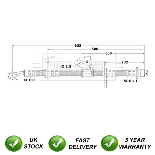 Brake hose front - hose, fits