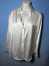 Zara White Satin Button-Up