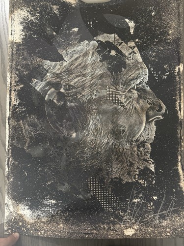 Vhils signed print acid washed - vhils,