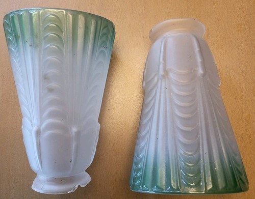 Pair frosted art deco - art, glass