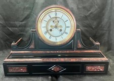 Antique french marble clock large rouge marble