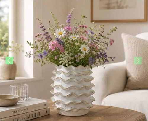 Large frill ceramic white - ceramic,