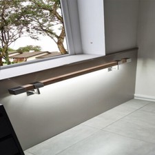 LED SQUARE OAK Handrail 3.6m Kit Lighting Rail Banister Chrome end caps brackets