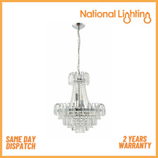 Dimmable 6 Light Pendant Chandelier Chrome Ceiling Lights with Glass Droplets